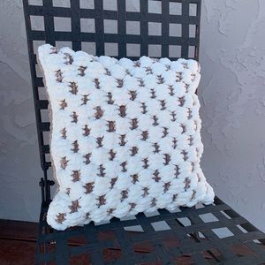 Super soft cream and taupe crocheted pillow